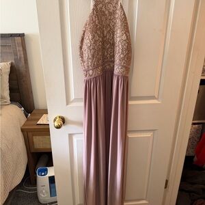 Morgan & Co. Beaded Lace Dress in Taupe